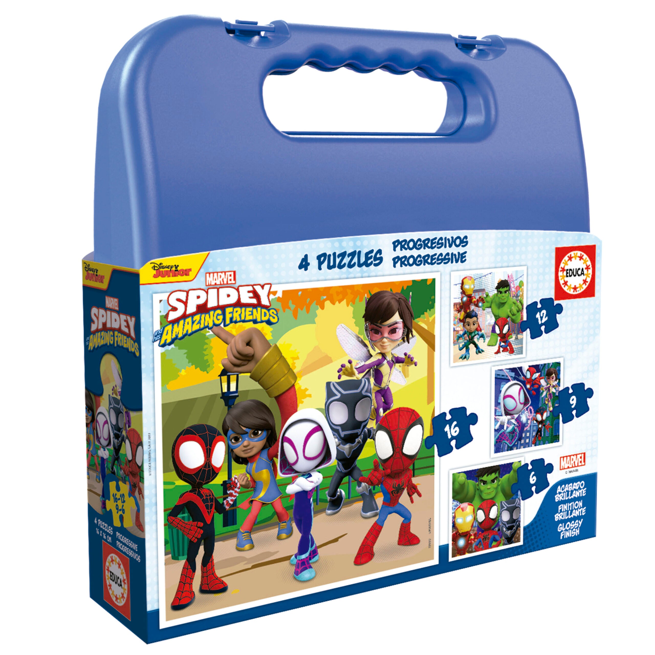 Construcciones Y Puzzles Educa Maleta 4 Puzzles Progresivos 6-9-12-16 Piezas Marvel Spidey & Friends multicolor para niños