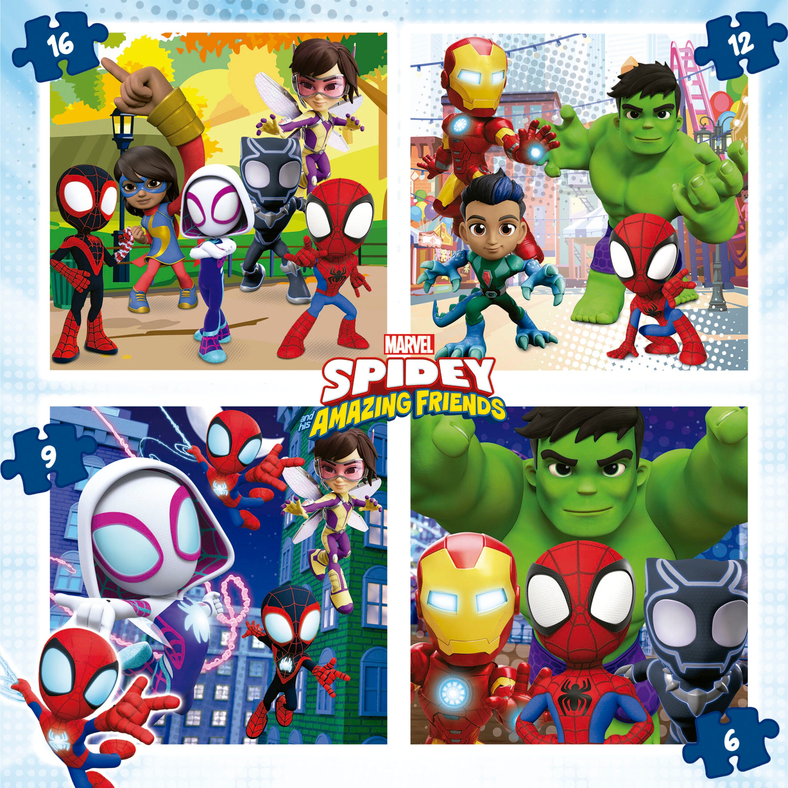 Construcciones Y Puzzles Educa Maleta 4 Puzzles Progresivos 6-9-12-16 Piezas Marvel Spidey & Friends multicolor para niños