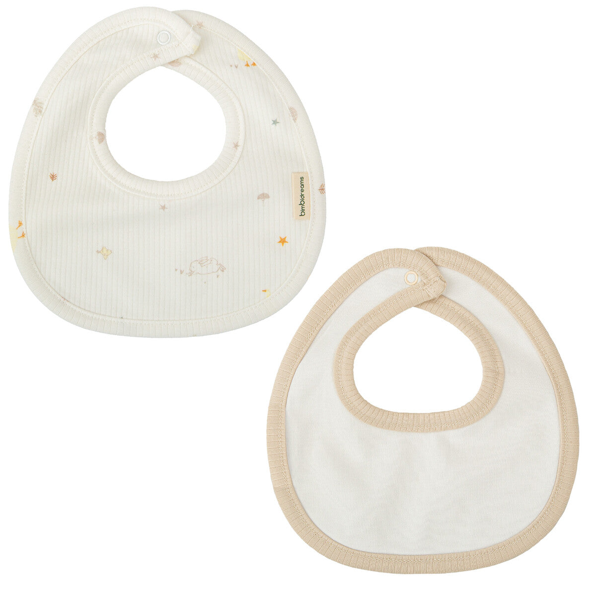 Para Comer Bimbidreams Set 2 Baberos 19X19 Cm Happy Forest Blanco/Lino multicolor para bebe