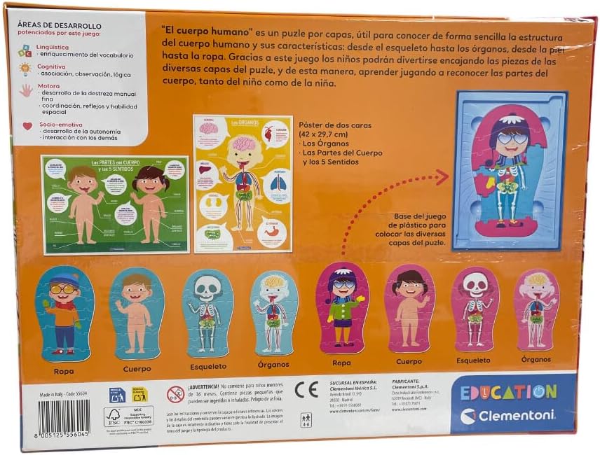 Juegos De Mesa Clementoni 8 Puzzles - El Cuerpo Humano multicolor para niños