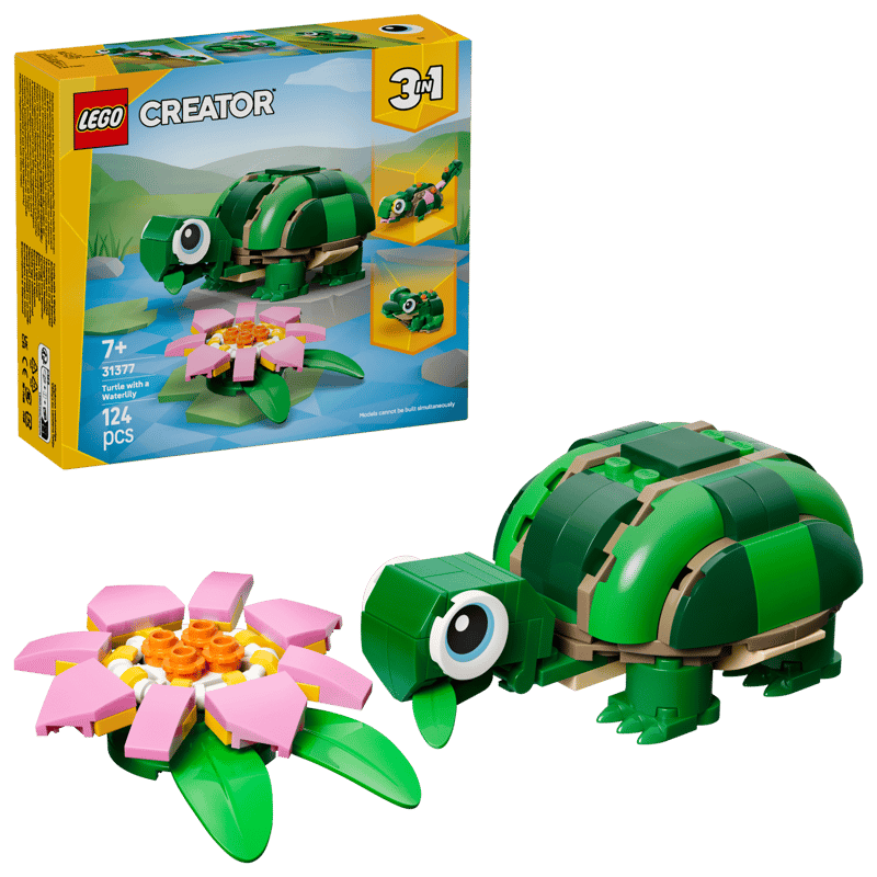 Construcciones Y Puzzles Lego Tortuga Con Flor De Nenúfar multicolor para niños