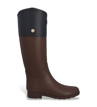 Botas Hunter Refined Gold Trim Riding negro/marron para mujer