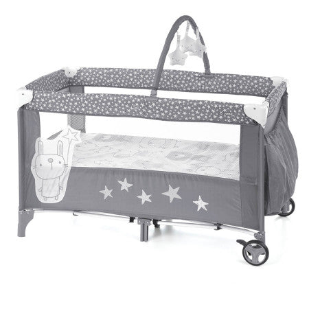 En Casa Jané 6838-T01-Gris Cuna De Viaje Dos Alturas Stars para mundo bebé