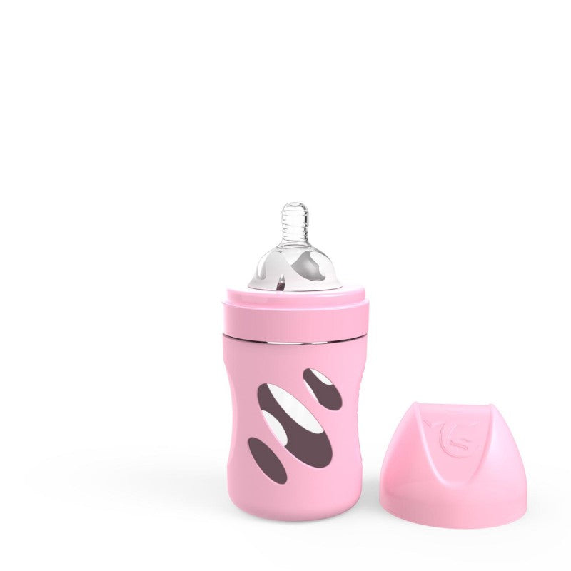 Para Comer Twistshake 78576-Rosa Biberón Anticólicos Vidrio 180 ml Pastel Rosa para mundo bebé
