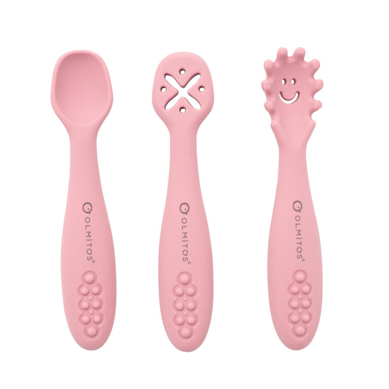 Para Comer Olmitos Set Tres Cubiertos De Aprendizaje rosa para bebe