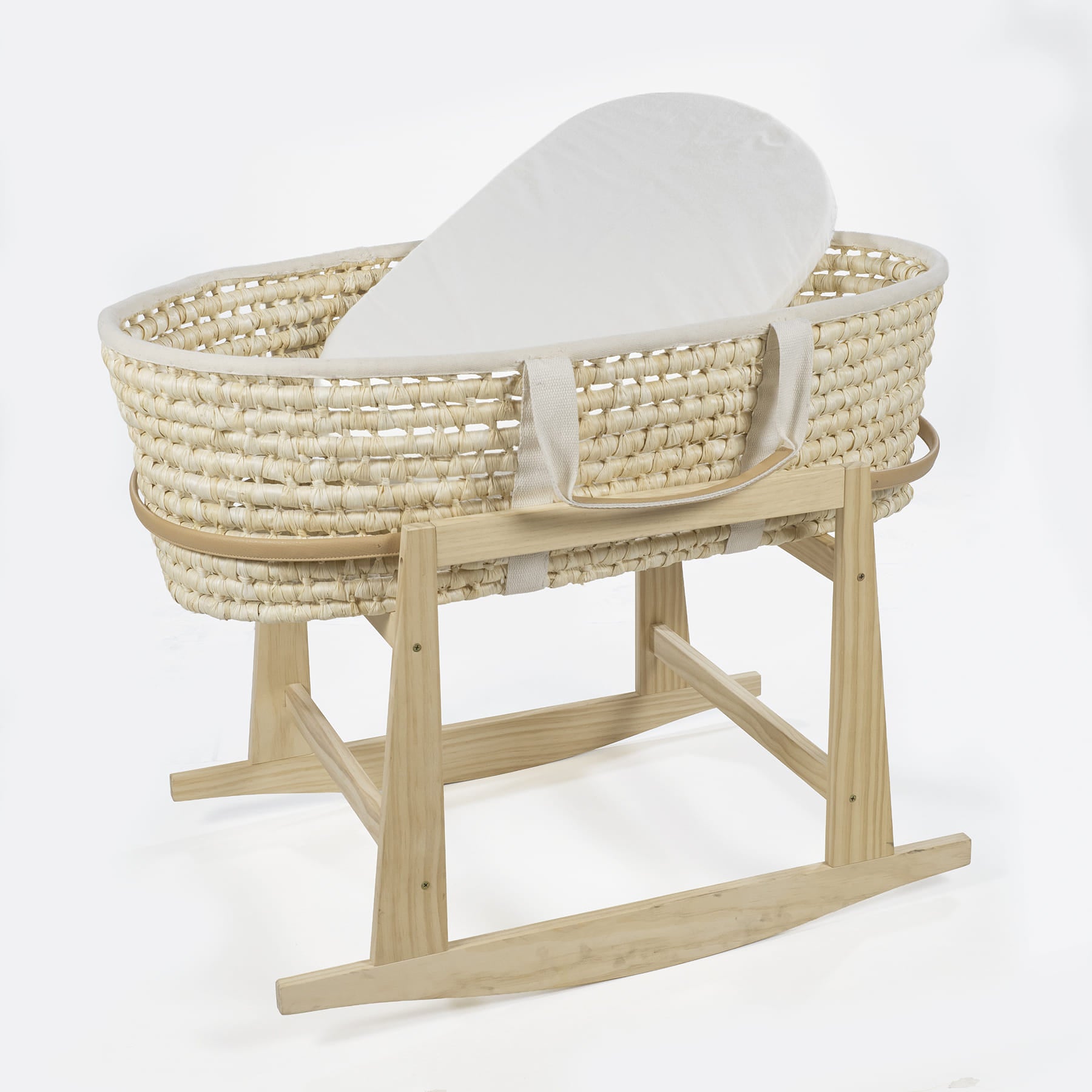 En Casa Walking Mum Soporte Moisés Mimbre Balancín Madera Natural beige para bebe