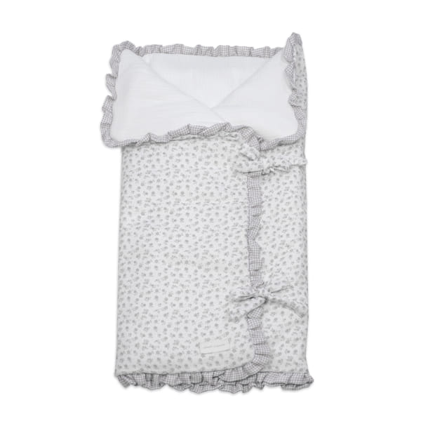 Paseo Pasito Manta Arrullo Little Bloom Flowers Gris multicolor para bebe