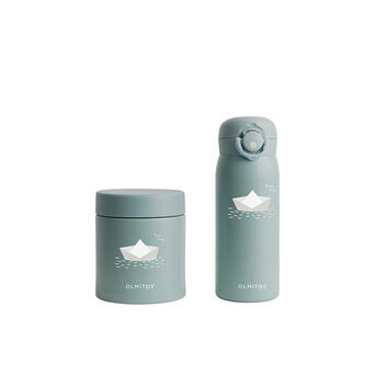 Para Comer Olmitos Set Termo Líquidos 480Ml + Termo Sólidos  550 Ml Paperboat Verde verde para bebe