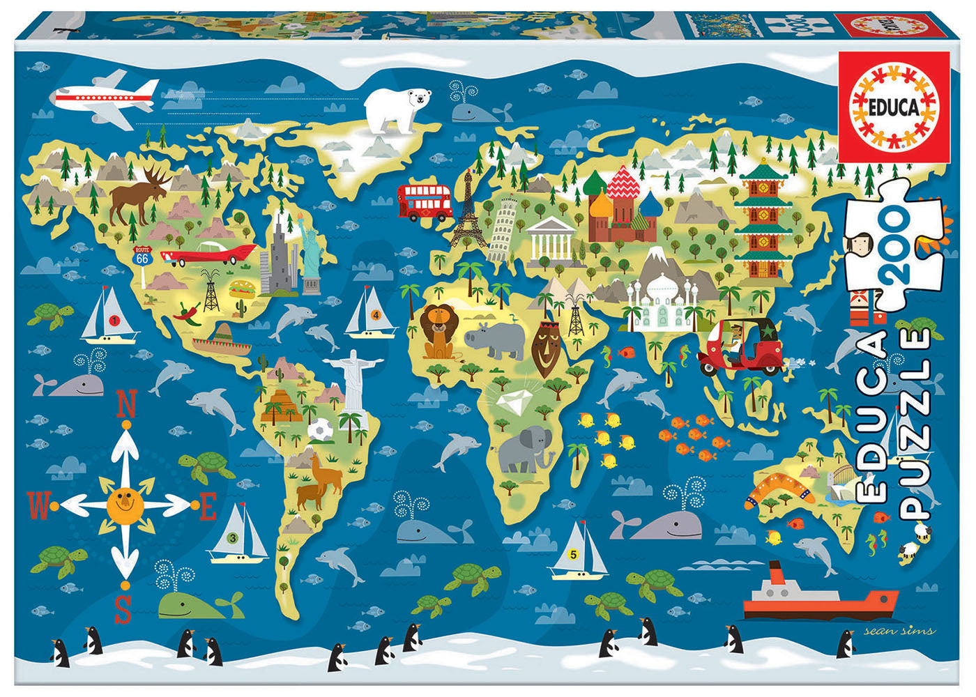 Construcciones Y Puzzles Educa Puzzle 200 Piezas Mapamundi multicolor para niños