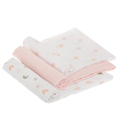 Paseo Bimbidreams Mon Baby Pack 3 Muselinas 80X80 Cm Astros Rosa multicolor para bebe