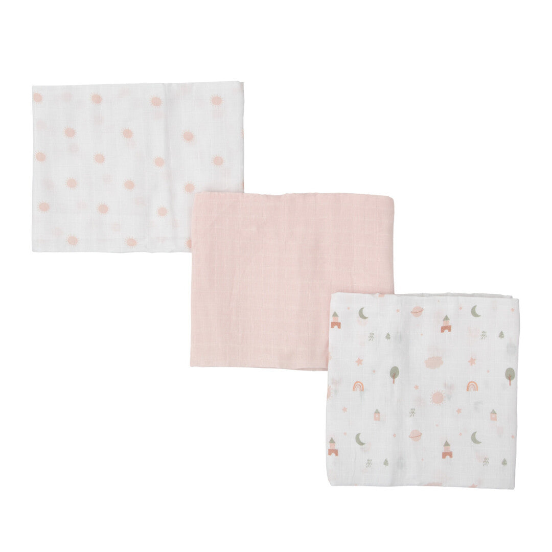 Paseo Bimbidreams Mon Baby Pack 3 Muselinas 80X80 Cm Astros Rosa multicolor para bebe