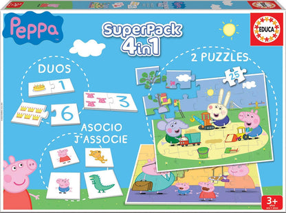 Juegos De Mesa Educa Super Pack 4 En 1 Peppa Pig multicolor para niños