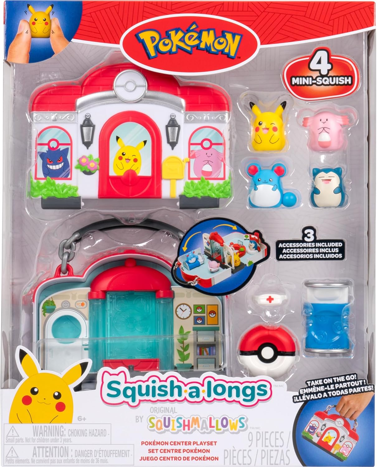Figuras Y Minimundos Jazwares Sqal Playset Pokemon Center Squishalongs multicolor para niños