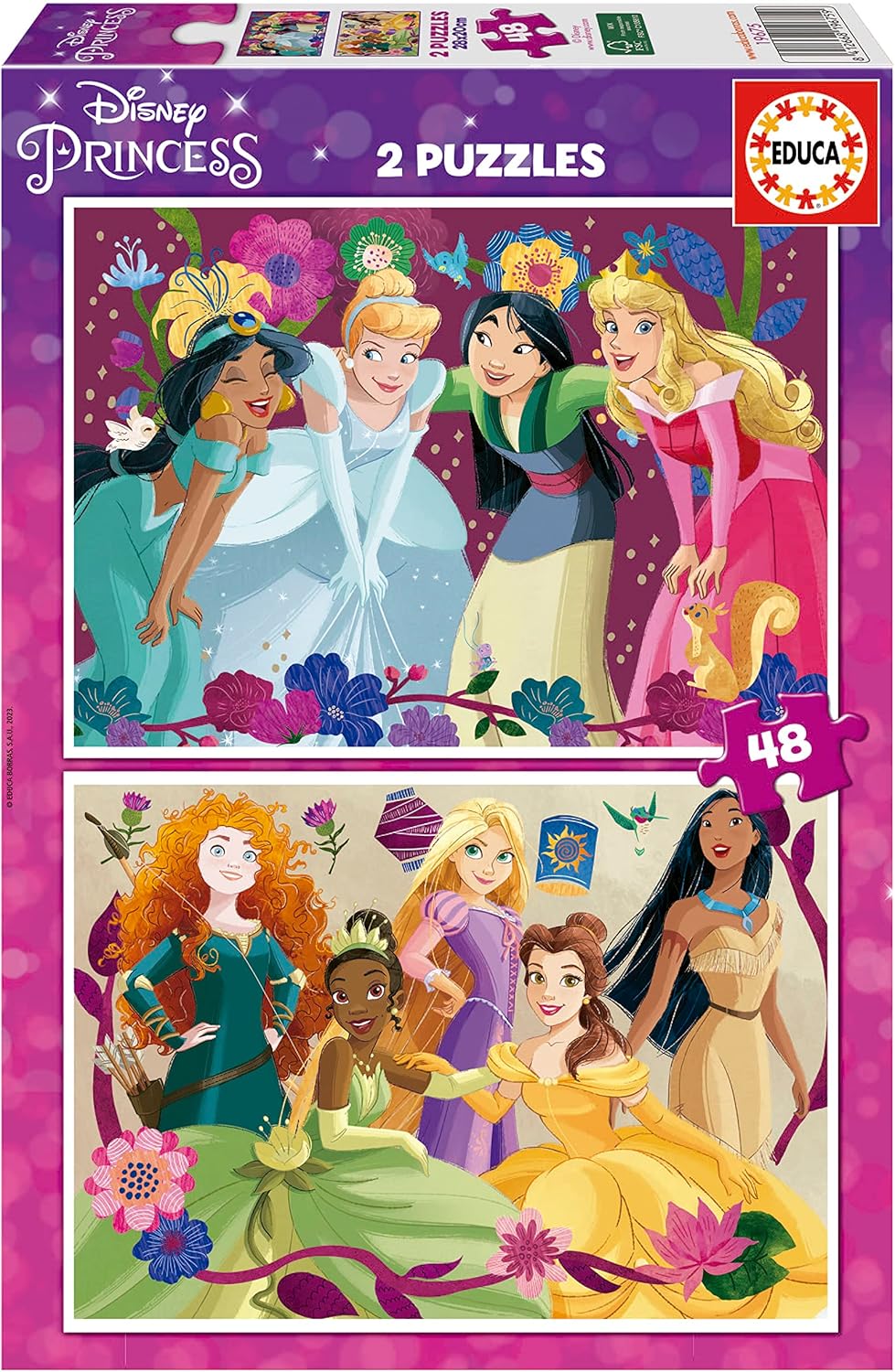 Juegos De Mesa Educa 2 Puzzles Disney Princesas 48 Piezas  multicolor para niños