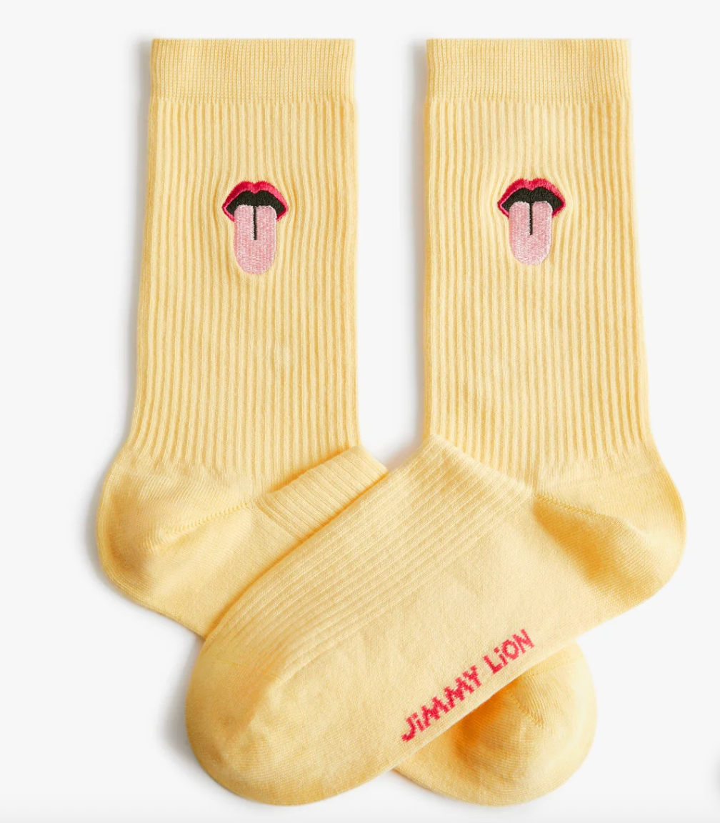 Calcetines Jimmy Lion Mouth amarillo para mujer
