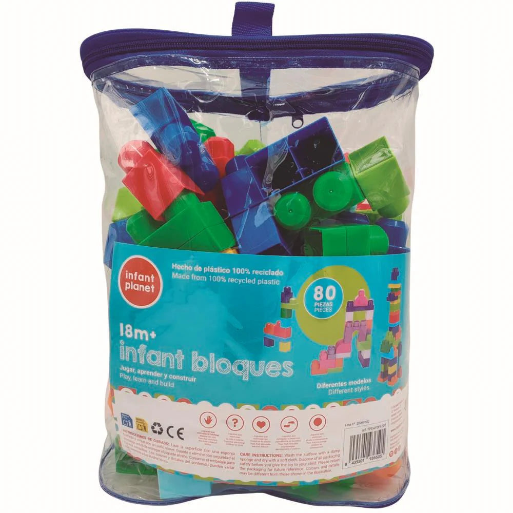 Construcciones Y Puzzles Toy Planet Bolsa Blocks 80 Pcs  multicolor para niños