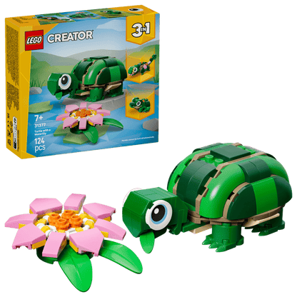 Construcciones Y Puzzles Lego Tortuga Con Flor De Nenúfar multicolor para niños