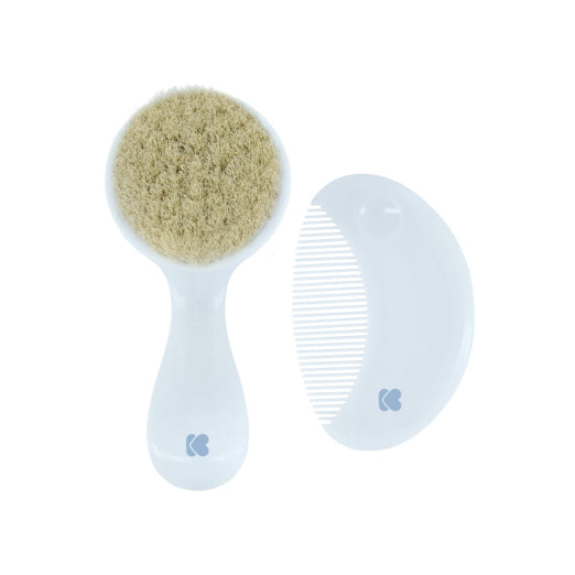 Baño Kikka Boo Set Cepillo Y Peine Con Cerdas Naturales azul para bebe
