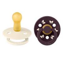 Lactancia Bibs 2 Chupetes Bibs Colour Rond Holiday Bow Ivory/Plum berengena para bebe