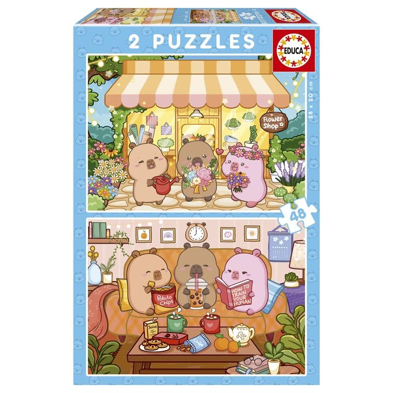Construcciones Y Puzzles Educa 2 Puzzles 48 Piezas Capybaras Capyfun multicolor para niños