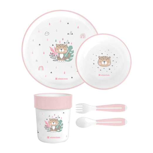 Vajillas Y Platos Kikka Boo Vajilla 5 Piezas Savanna rosa para bebe