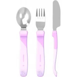 Para Comer Twistshake 78212-MoradoSet Cubiertos Infantiles De Aprendizaje Pastel Violeta para mundo bebé