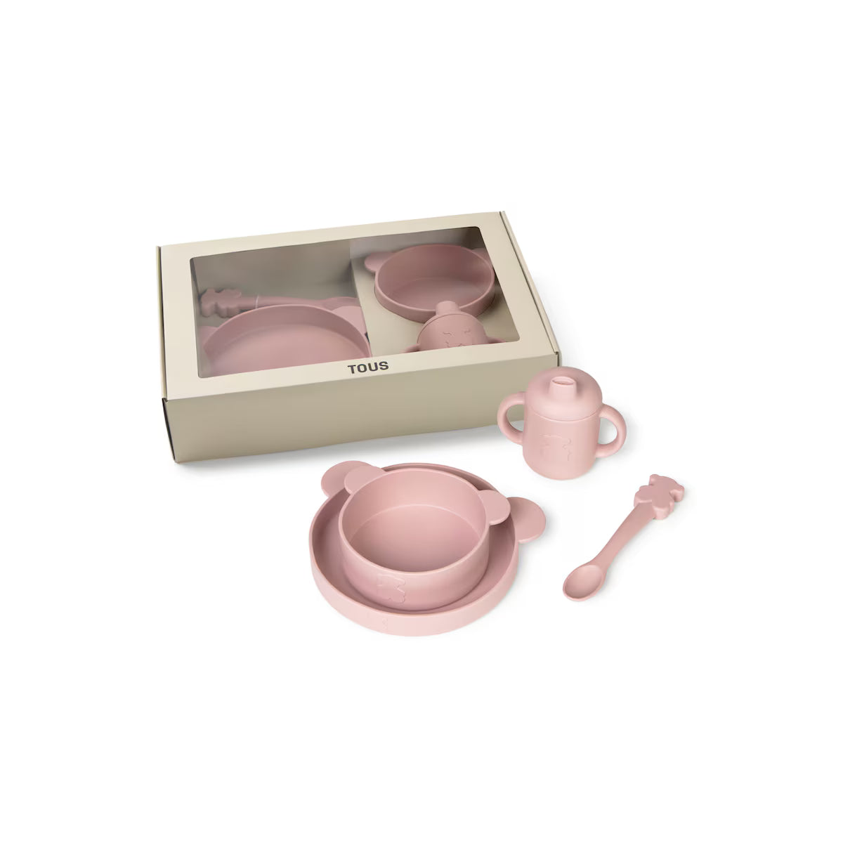 Para Comer Tous Zoe-2001-Rosa Vajilla silicona 4 piezas Zoe rosa para mundo bebé